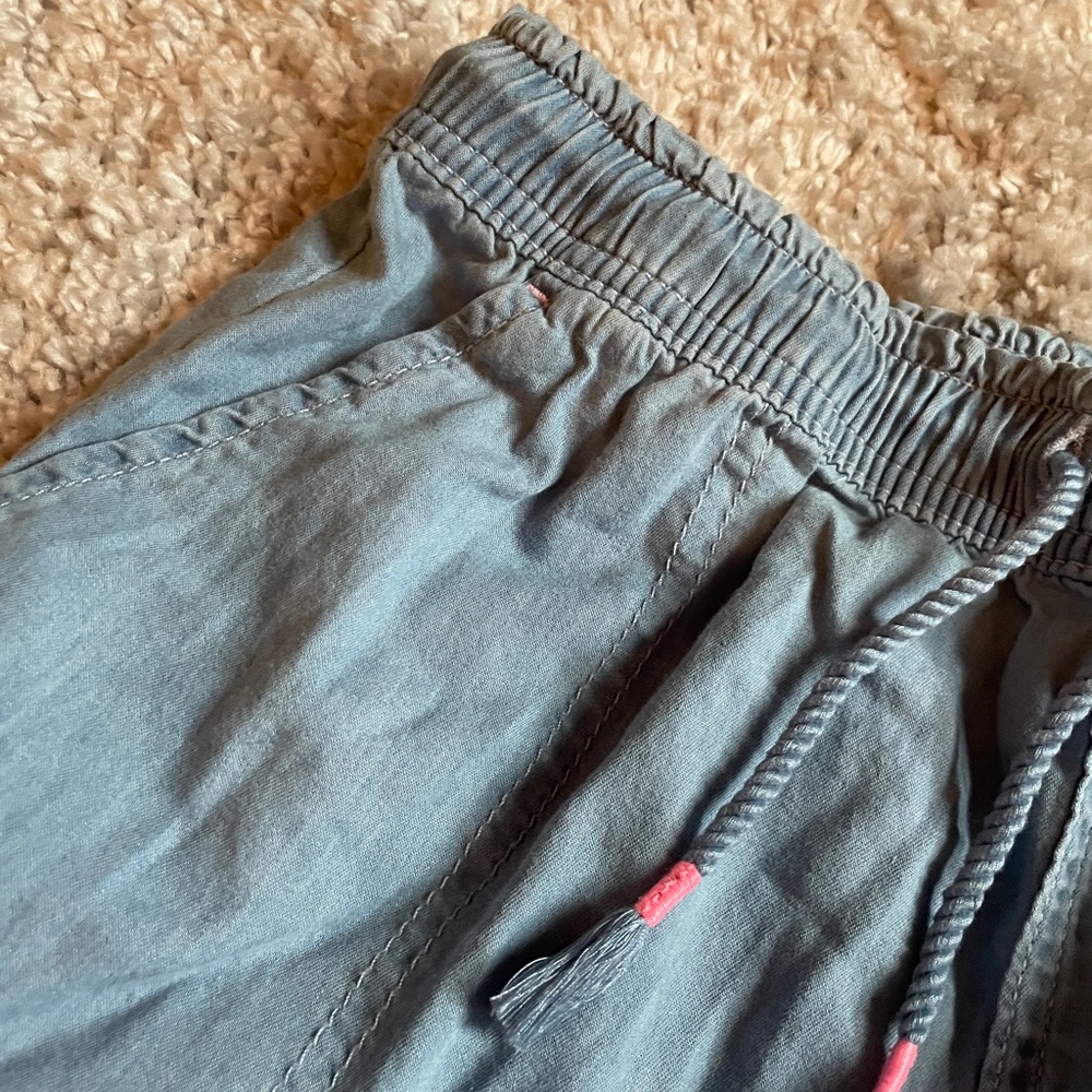 Light Blue Drawstring Pants with Pink Accents